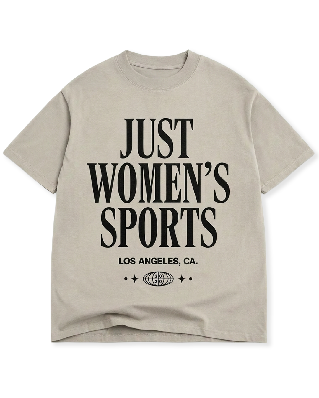 Beige t-shirt with Just Women's Sports text