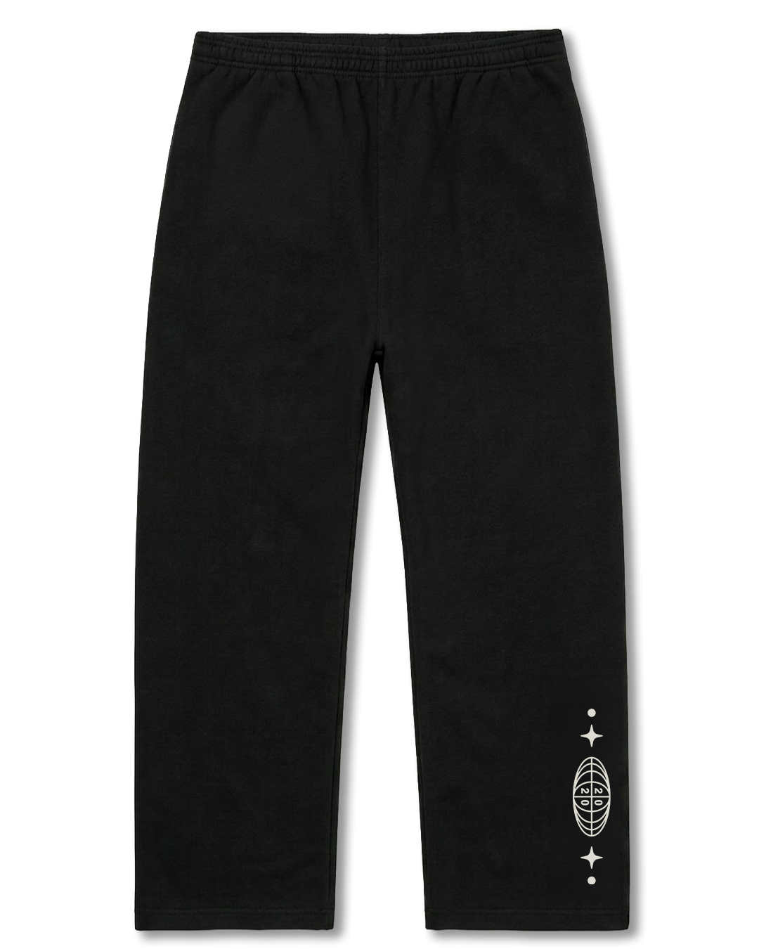 Black pants with a white logo