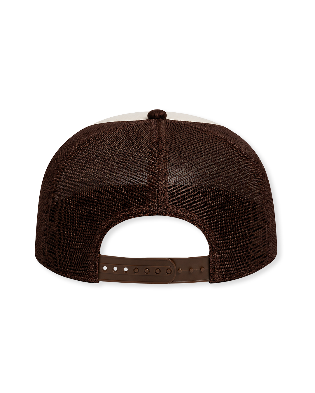 Brown and white cap with mesh back